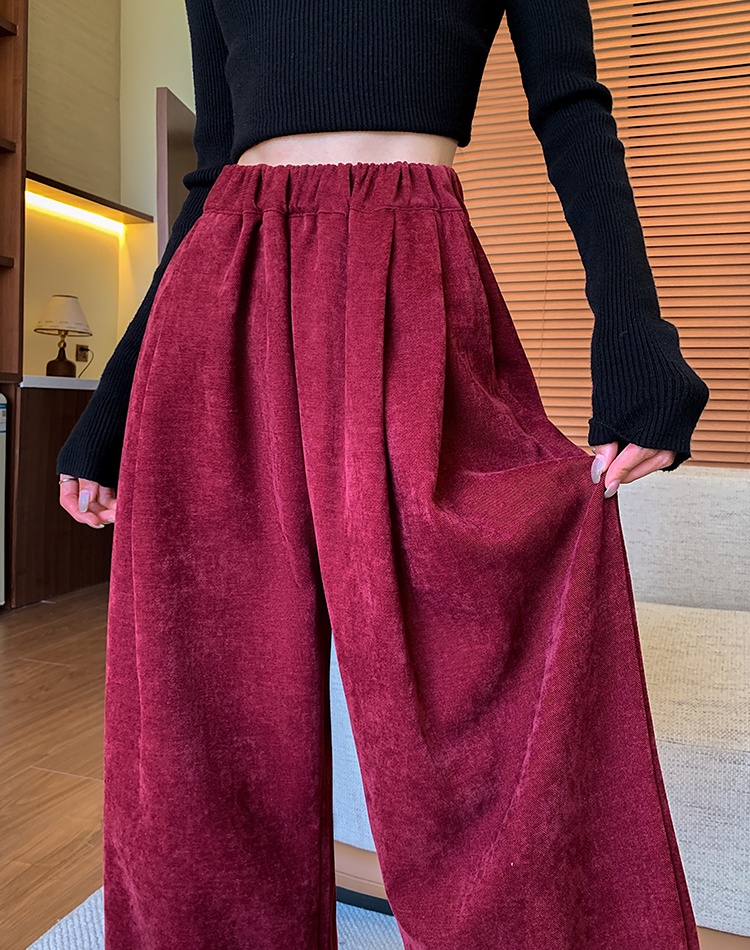 Simple all-match wide leg pants pure velvet long pants