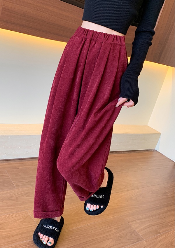 Simple all-match wide leg pants pure velvet long pants