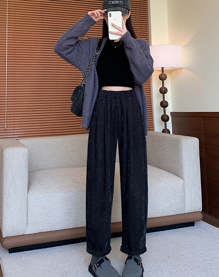 Simple all-match wide leg pants pure velvet long pants