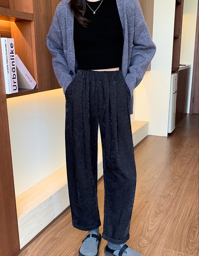 Simple all-match wide leg pants pure velvet long pants