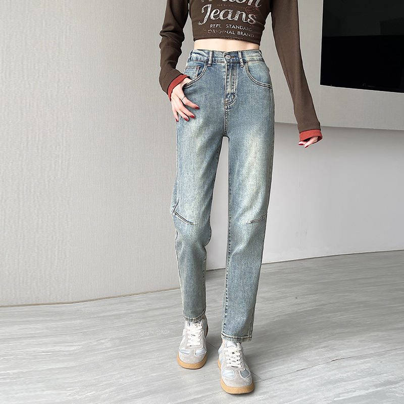 Slim elasticity jeans high waist pants for women