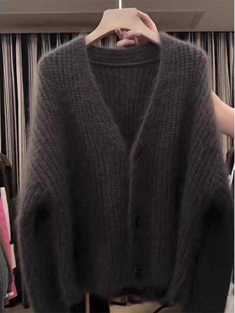 Fashion V-neck lazy coat knitted Casual cardigan
