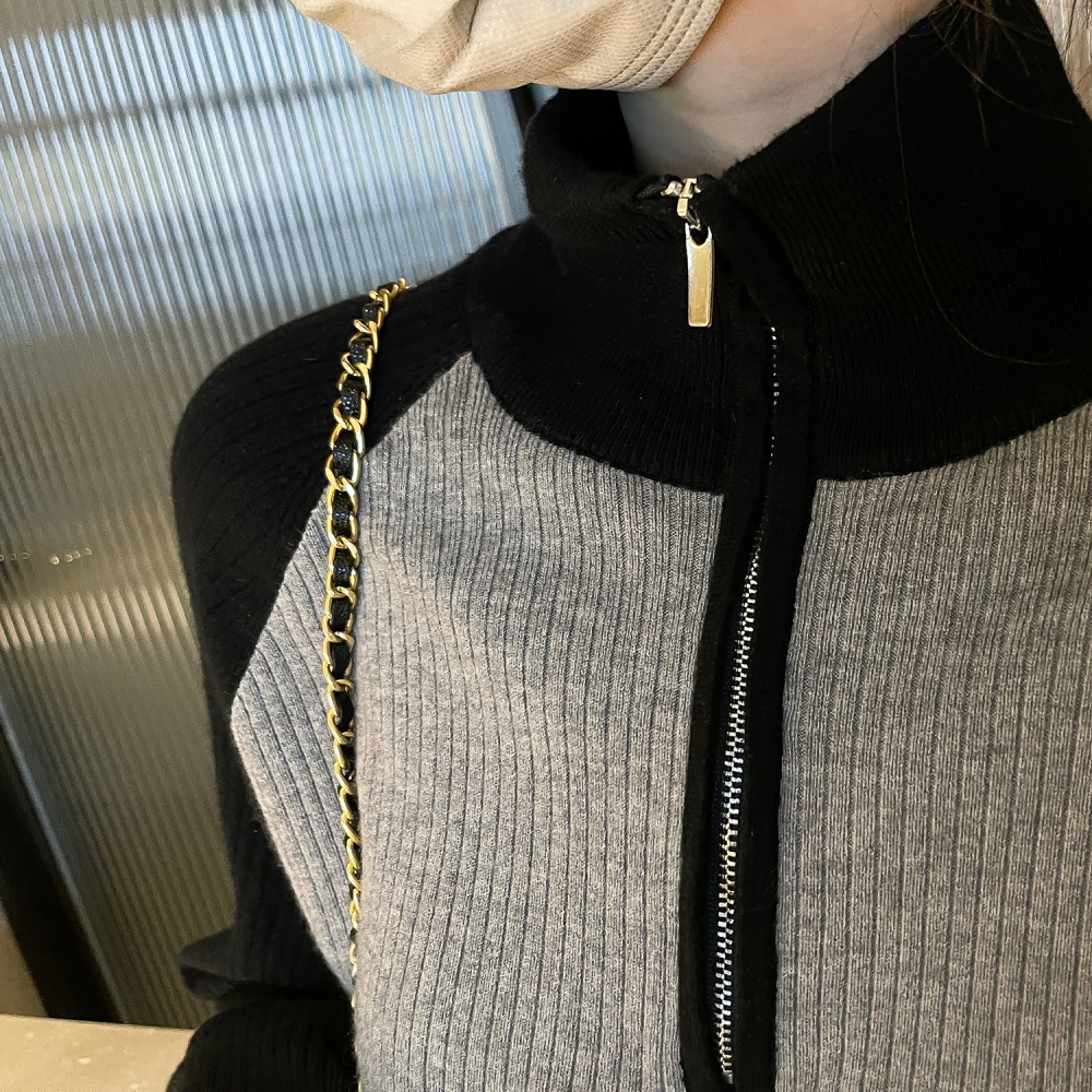 Short half zip hoodie mixed colors autumn tops for women