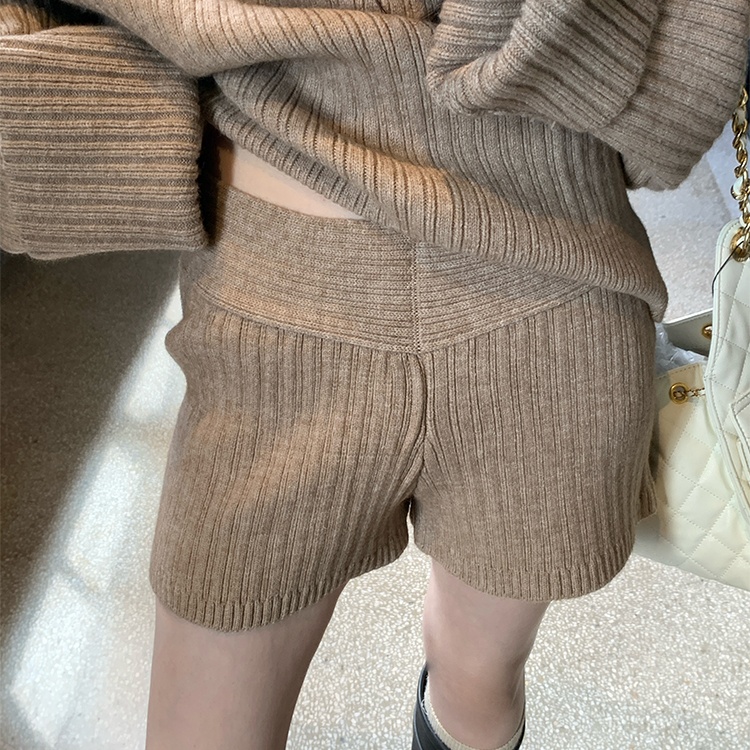 Temperament knitted shorts Casual sweater 2pcs set