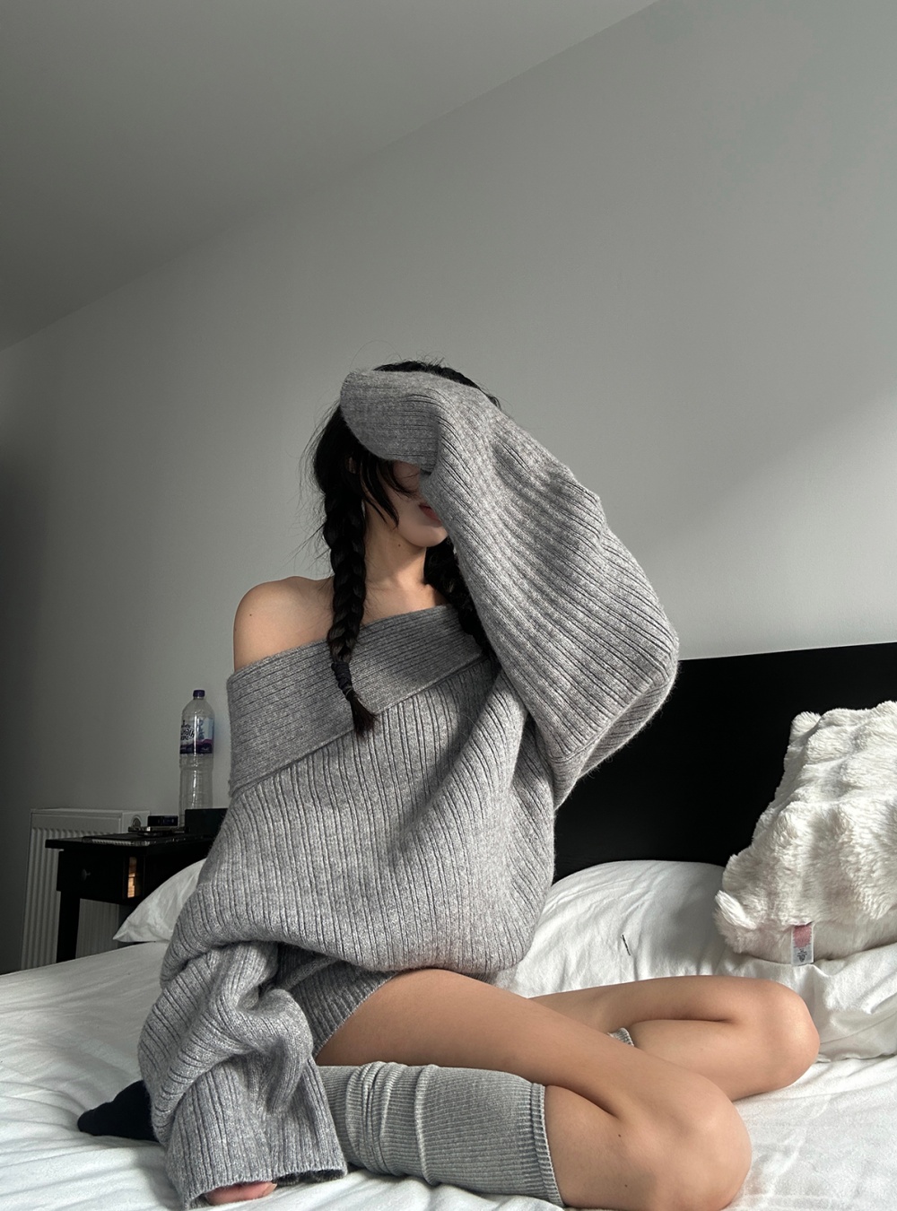 Temperament knitted shorts Casual sweater 2pcs set