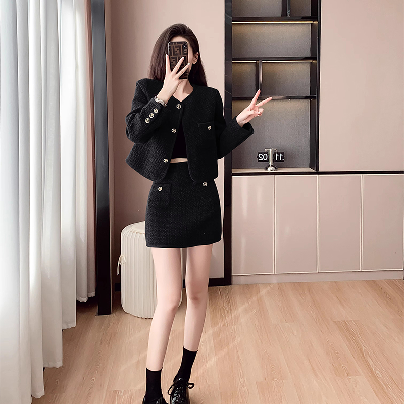 Fashion skirt chanelstyle coat 2pcs set