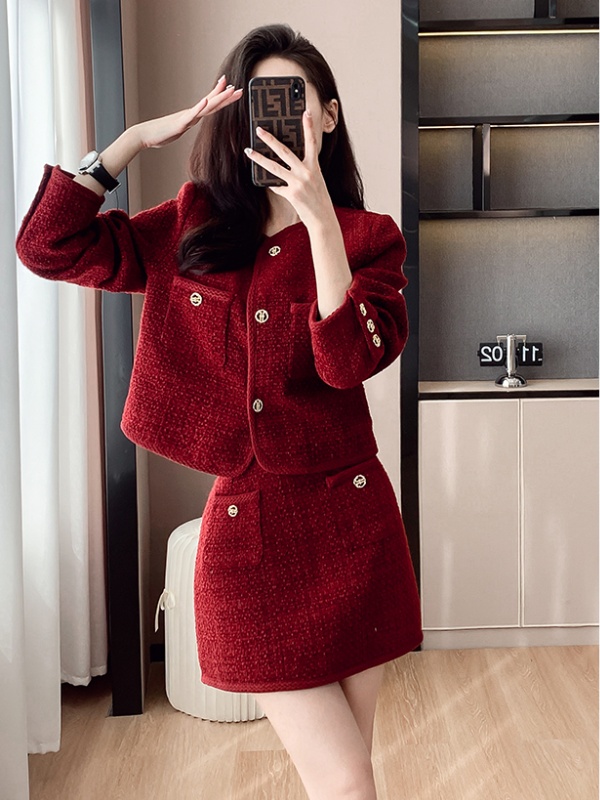 Fashion skirt chanelstyle coat 2pcs set