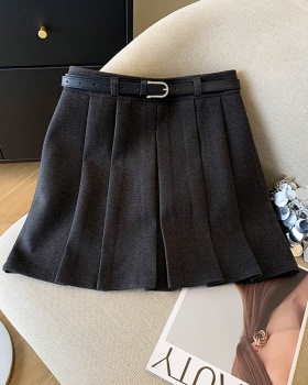 High waist A-line winter skirt simple pure short skirt