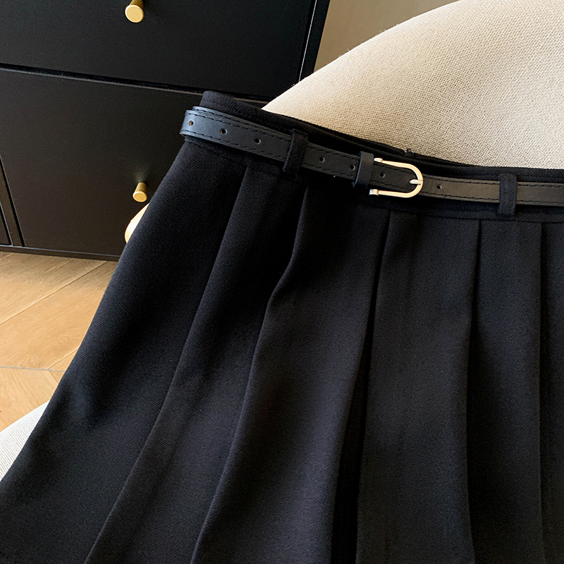 High waist A-line winter skirt simple pure short skirt