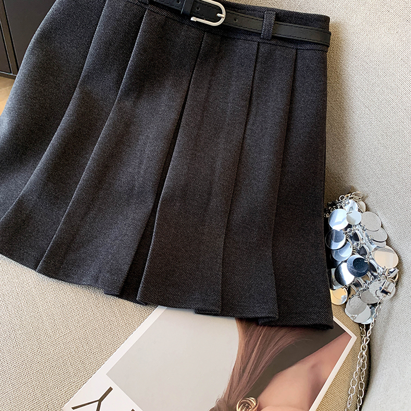 High waist A-line winter skirt simple pure short skirt
