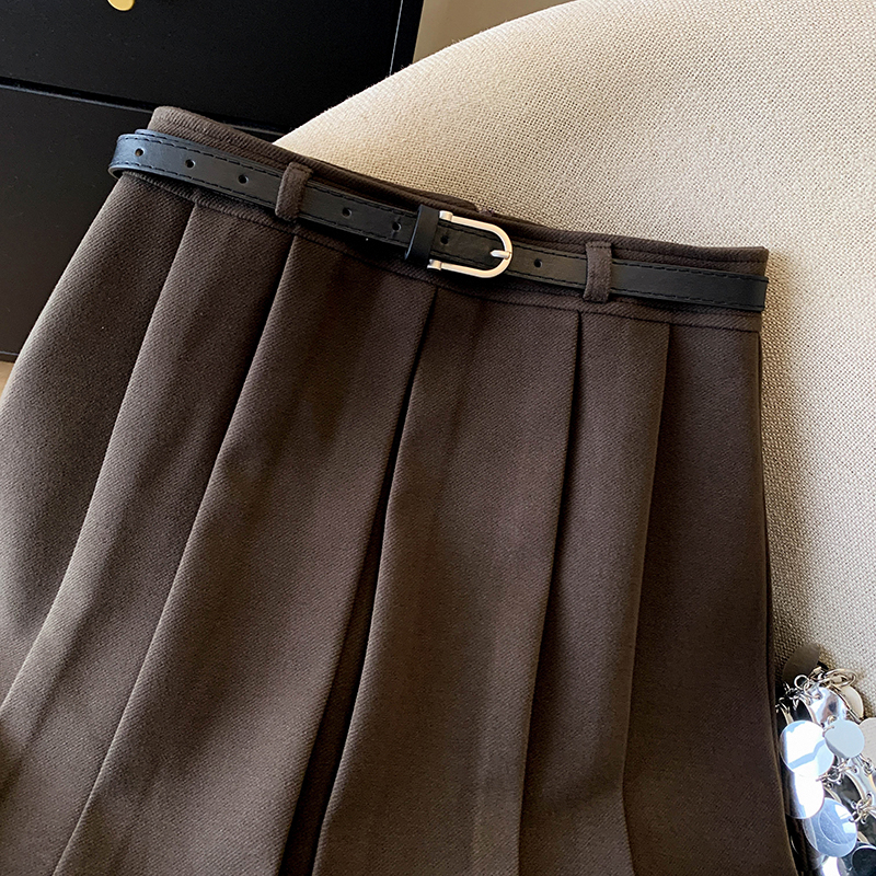 High waist A-line winter skirt simple pure short skirt