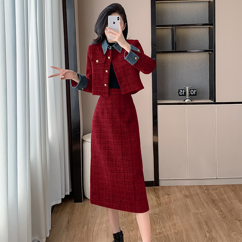 Autumn and winter skirt 2pcs set for women