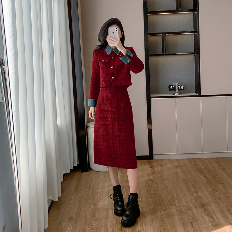 Autumn and winter skirt 2pcs set for women