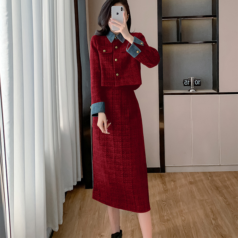 Autumn and winter skirt 2pcs set for women