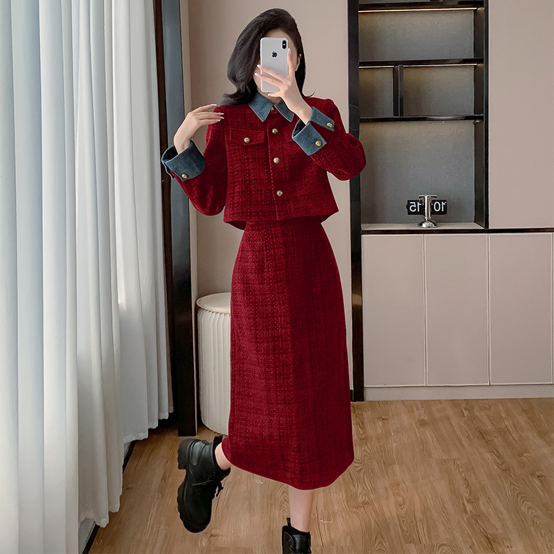 Autumn and winter skirt 2pcs set for women