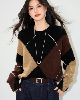 Autumn quilted niche Casual mixed colors sweater