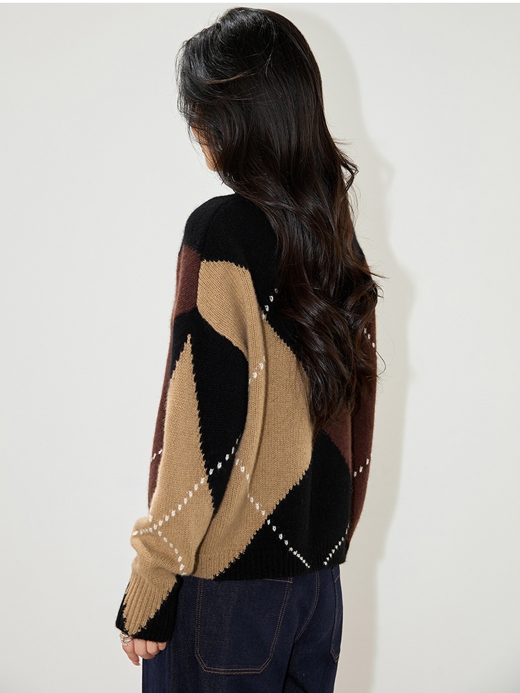 Autumn quilted niche Casual mixed colors sweater