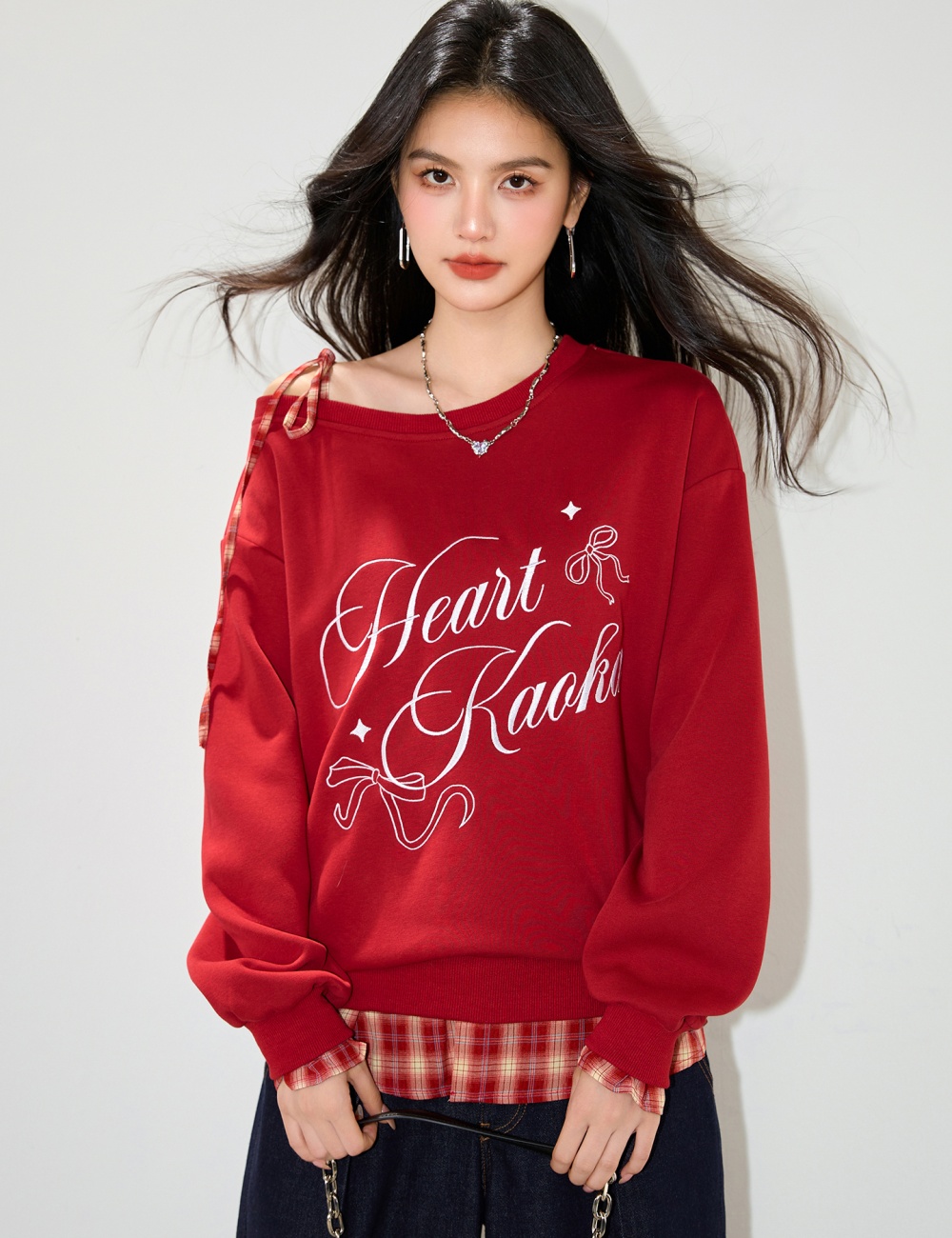 Niche American style hoodie Pseudo-two tops for women