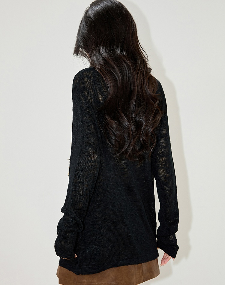 Sloping shoulder butterfly tops gauze lazy T-shirt for women