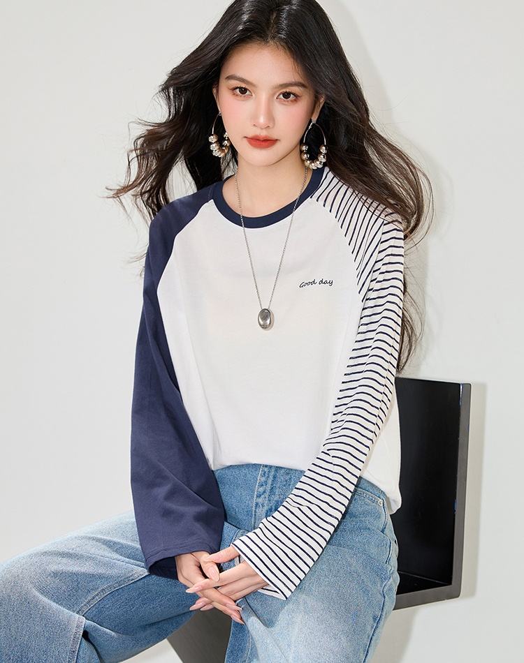 Letters T-shirt blue-white tops for women