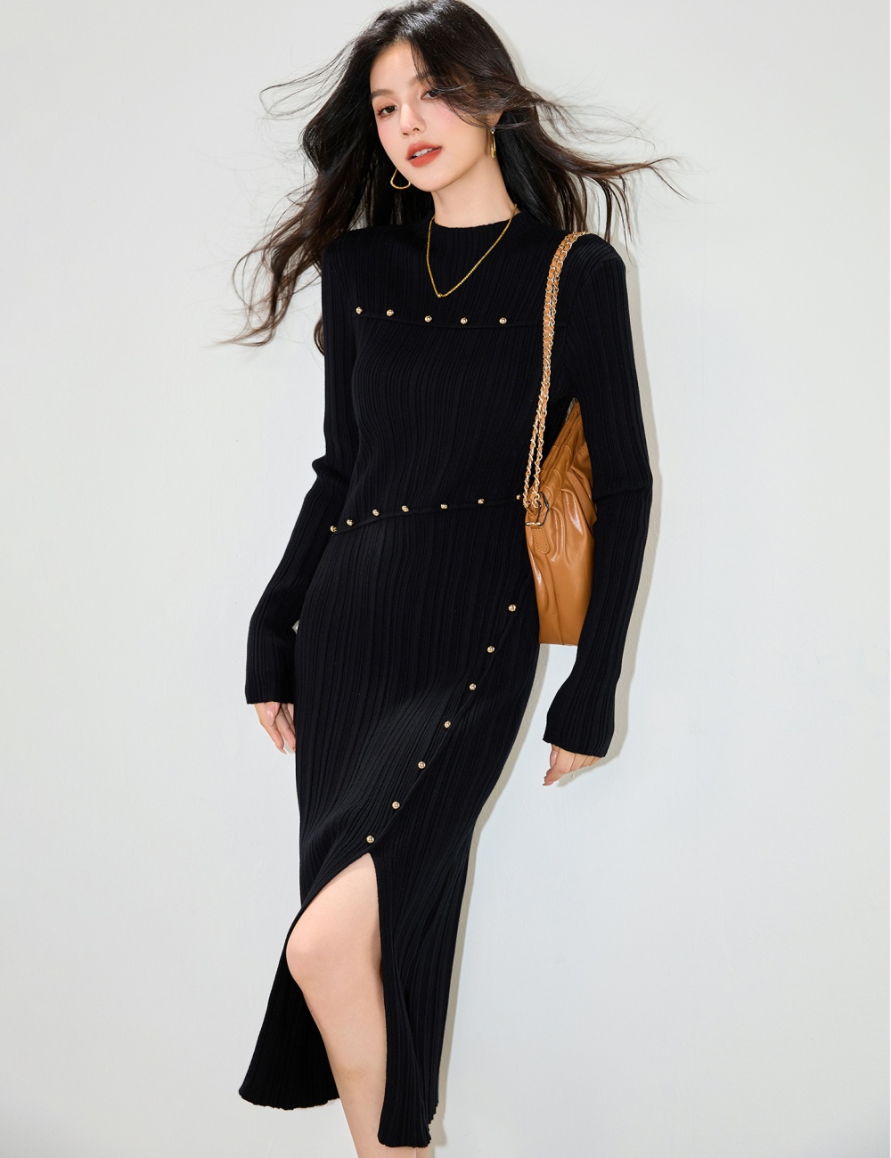 Inside the ride black long dress bottoming dress for women