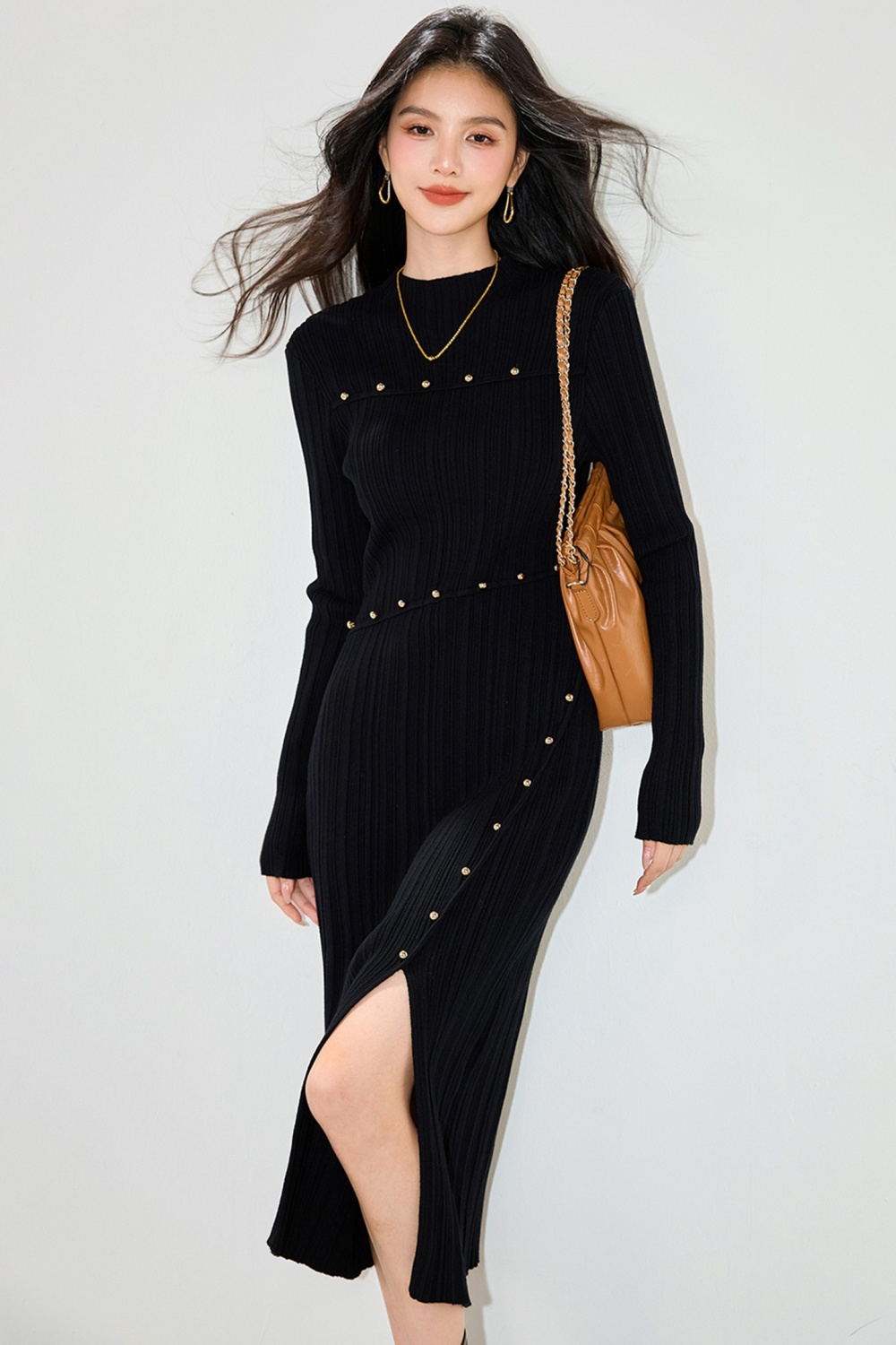 Inside the ride black long dress bottoming dress for women