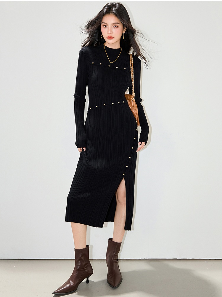 Inside the ride black long dress bottoming dress for women