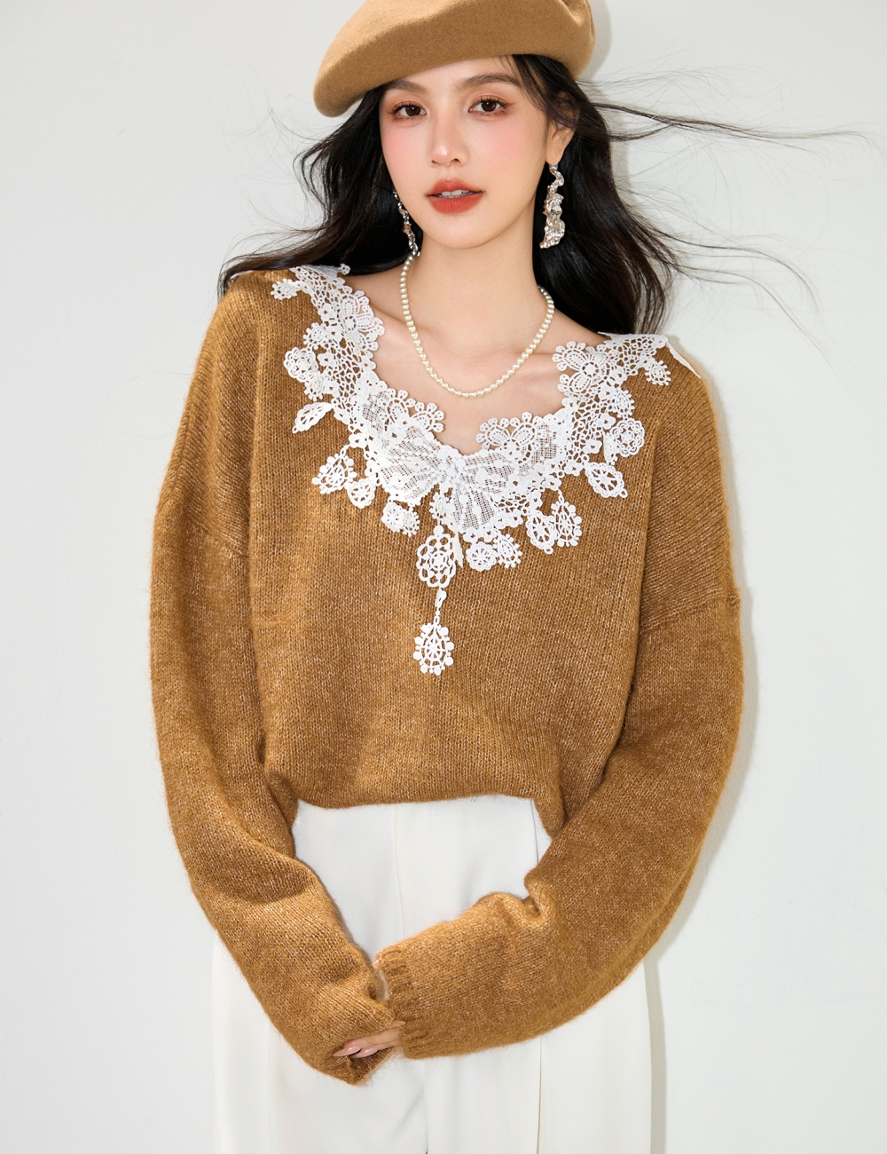 Loose France style retro autumn sweater for women