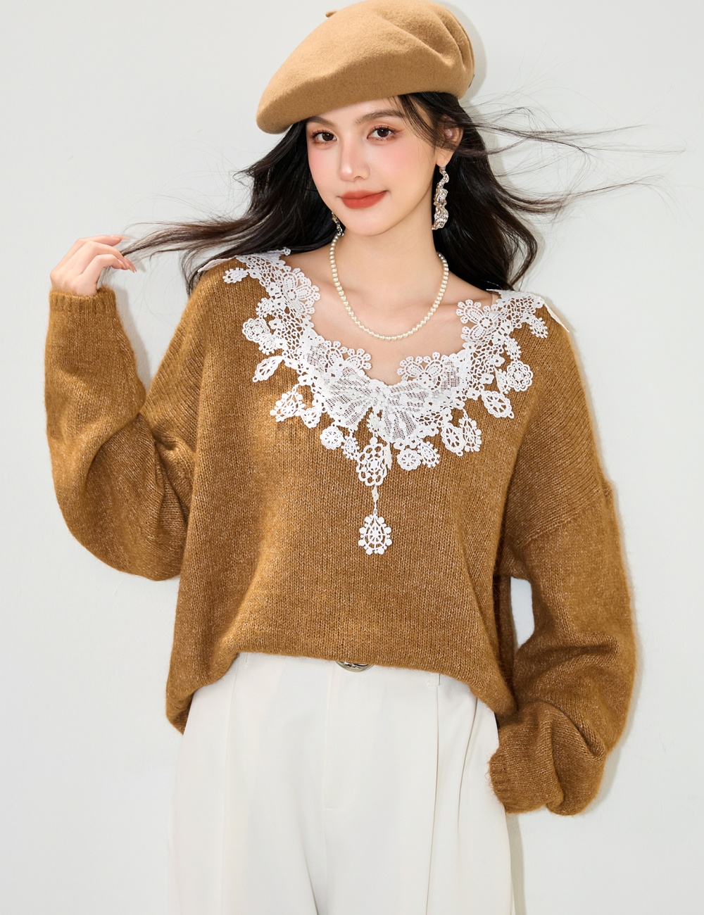Loose France style retro autumn sweater for women