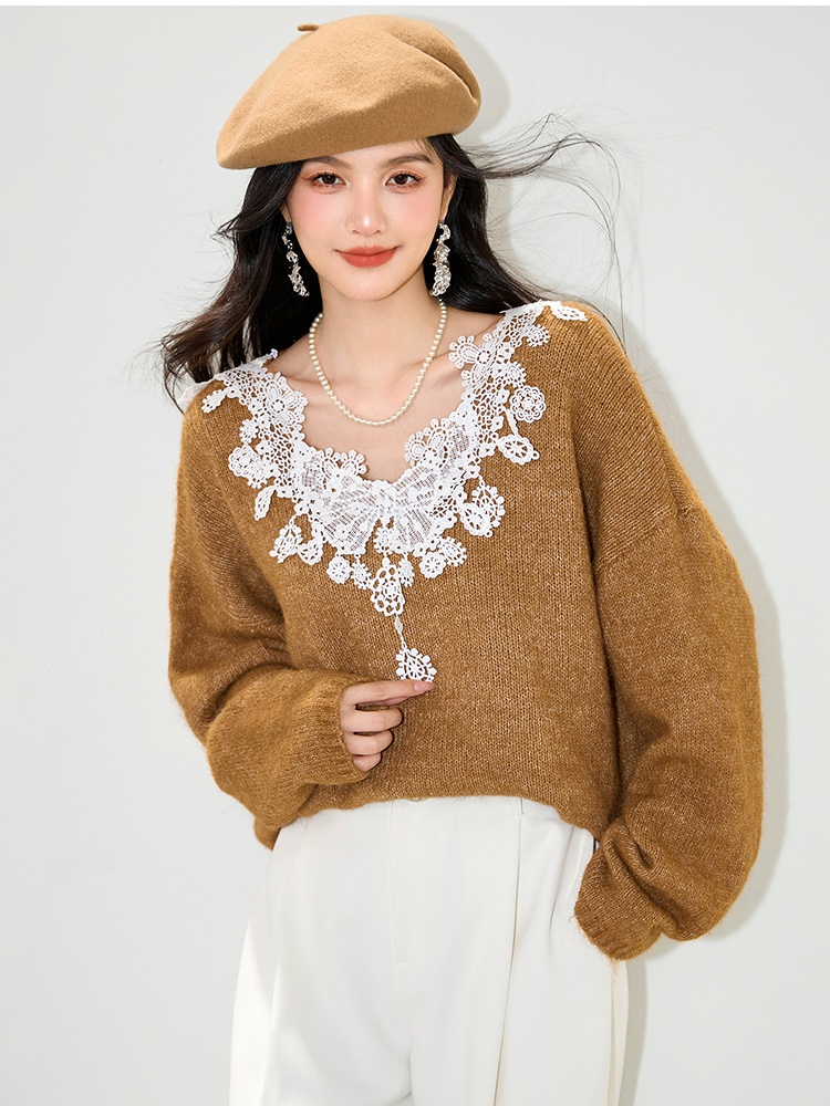 Loose France style retro autumn sweater for women