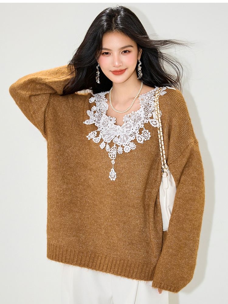 Loose France style retro autumn sweater for women