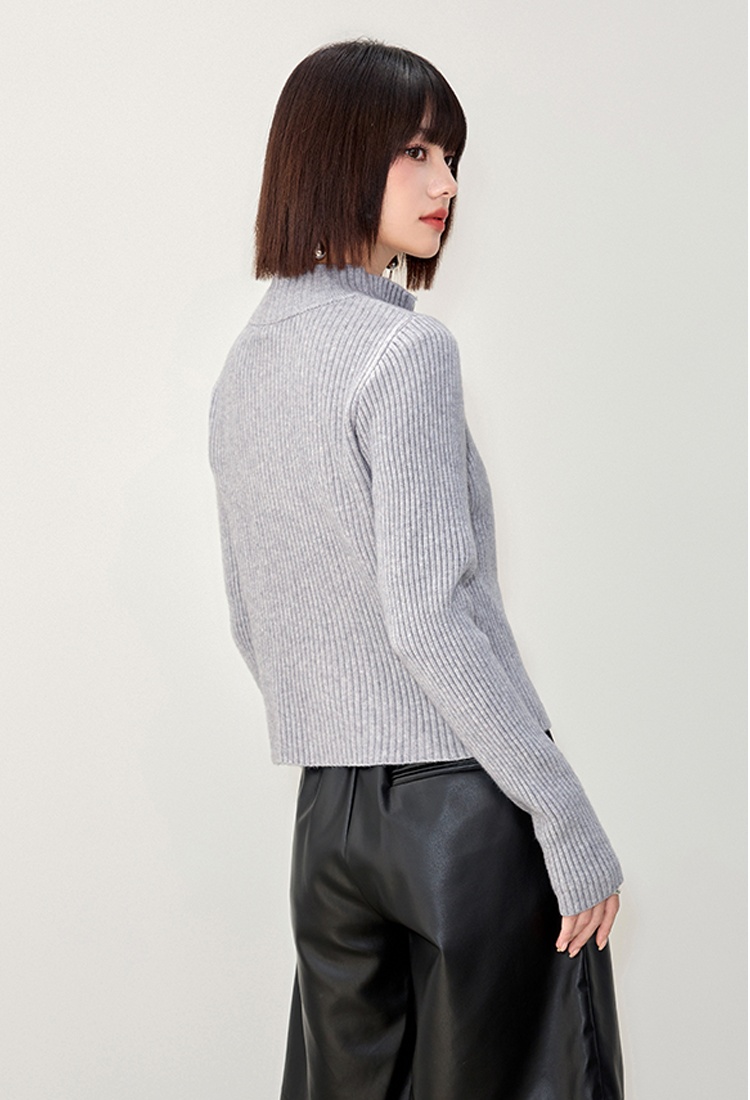 Autumn and winter pure cardigan zip tops for women