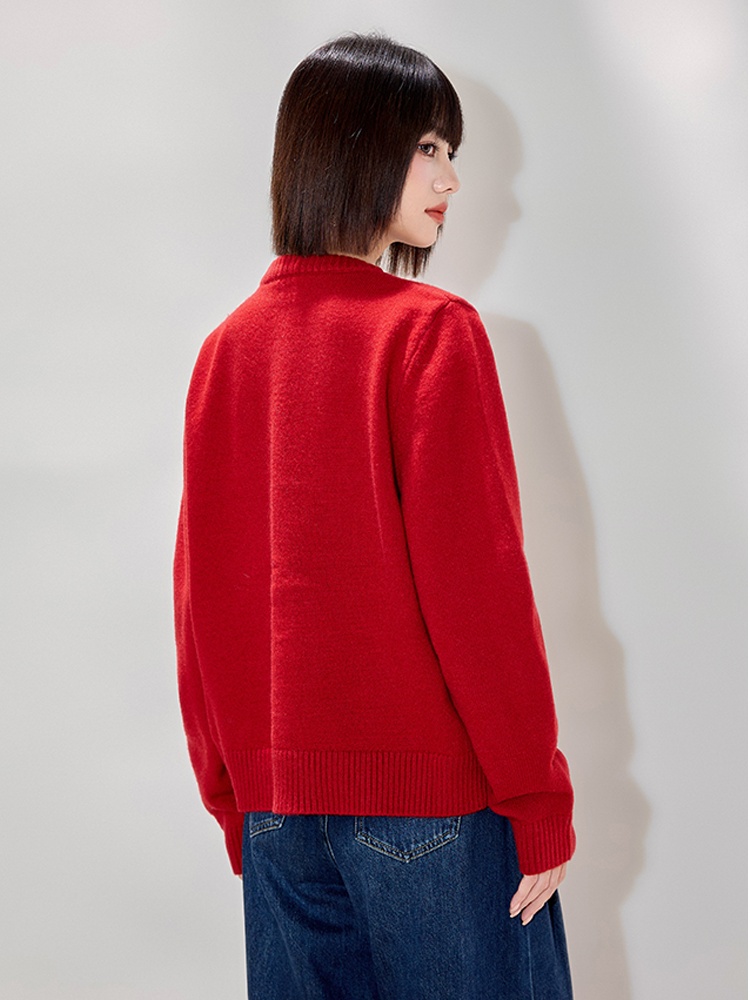 Knitted show young coat jacquard slim cardigan for women