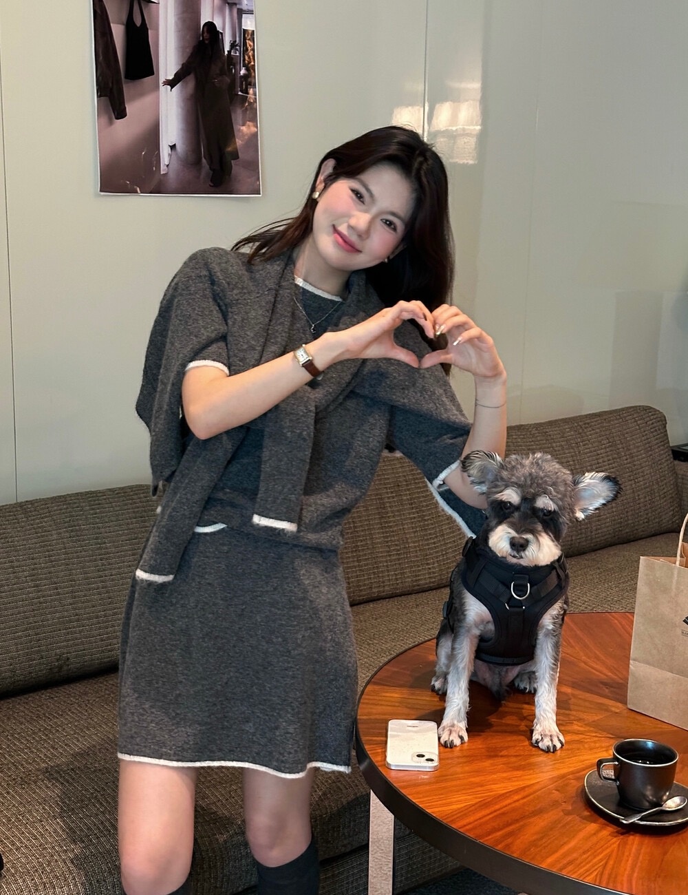 Lady tops short sleeve short skirt 3pcs set