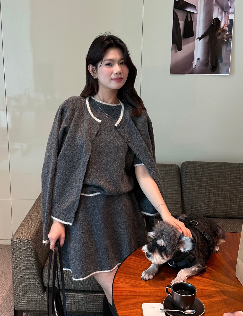 Lady tops short sleeve short skirt 3pcs set