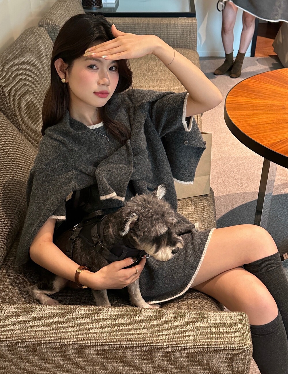 Lady tops short sleeve short skirt 3pcs set