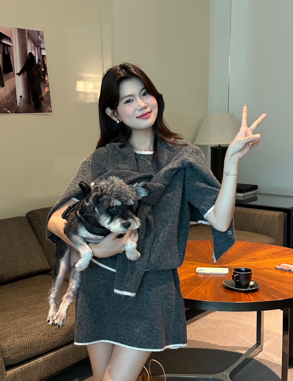 Lady tops short sleeve short skirt 3pcs set