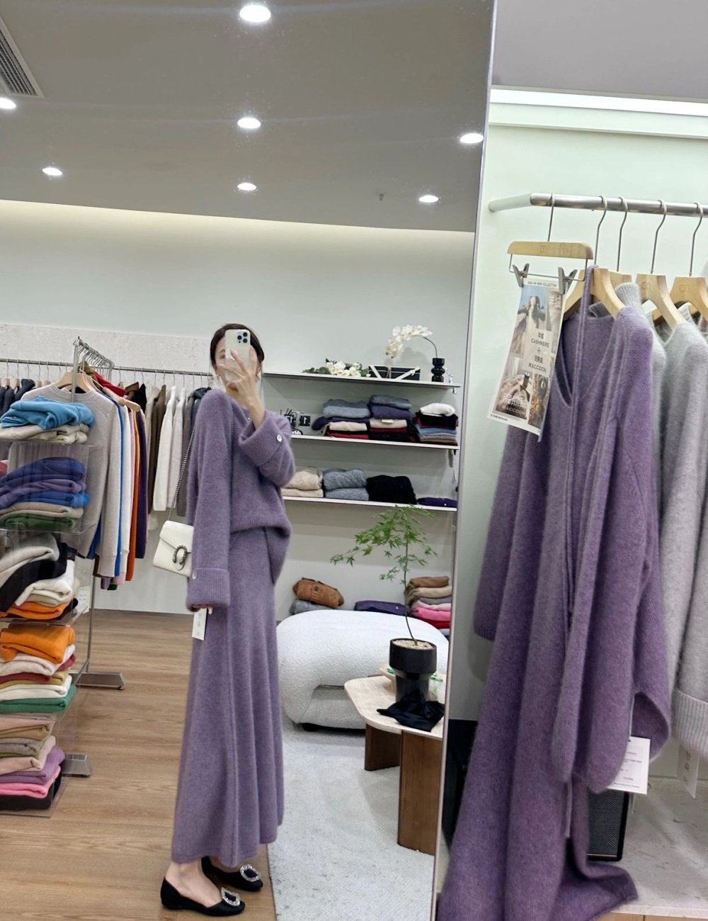 Purple grace knitted autumn and winter refinement dress