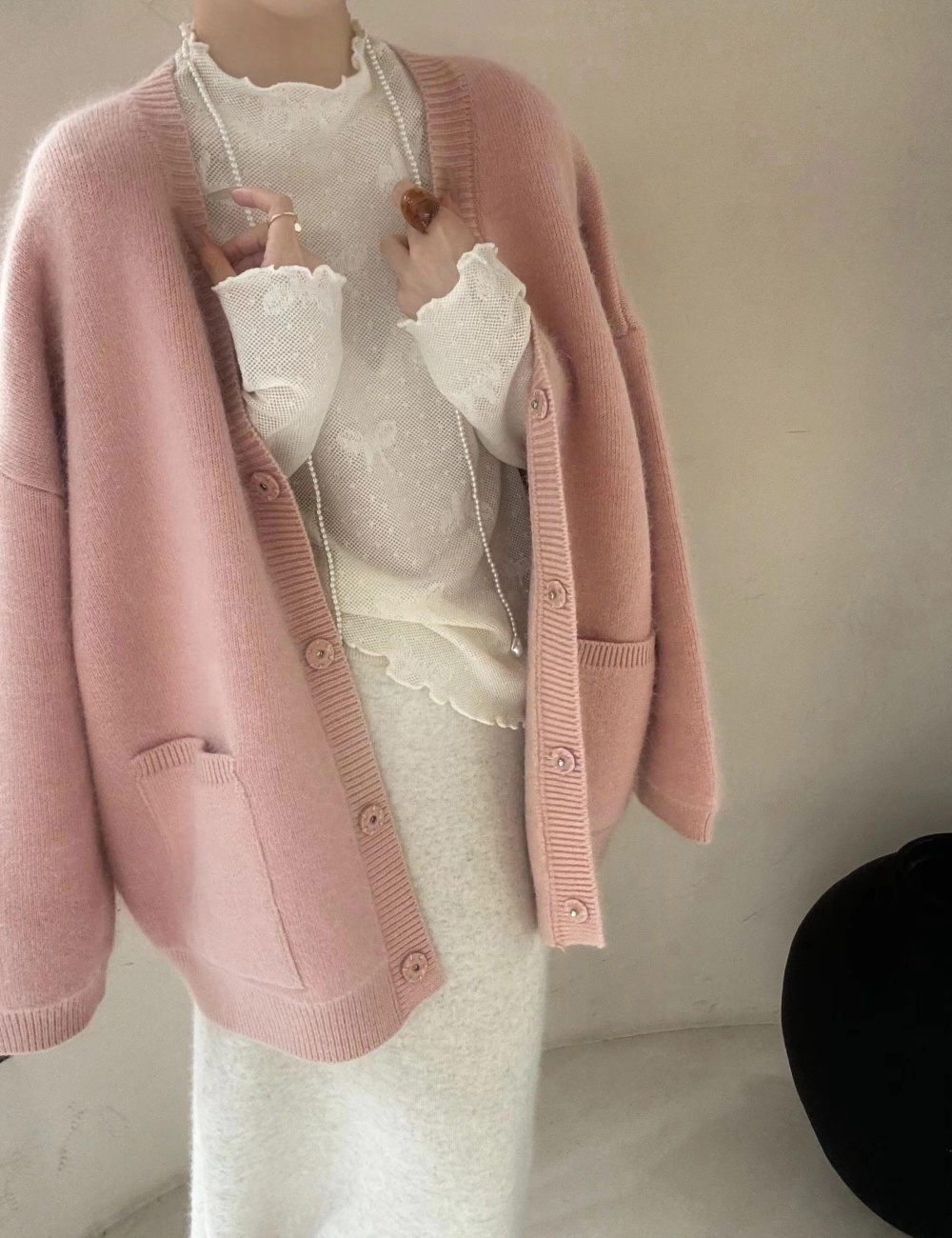 European style tender sweater thermal thick coat for women