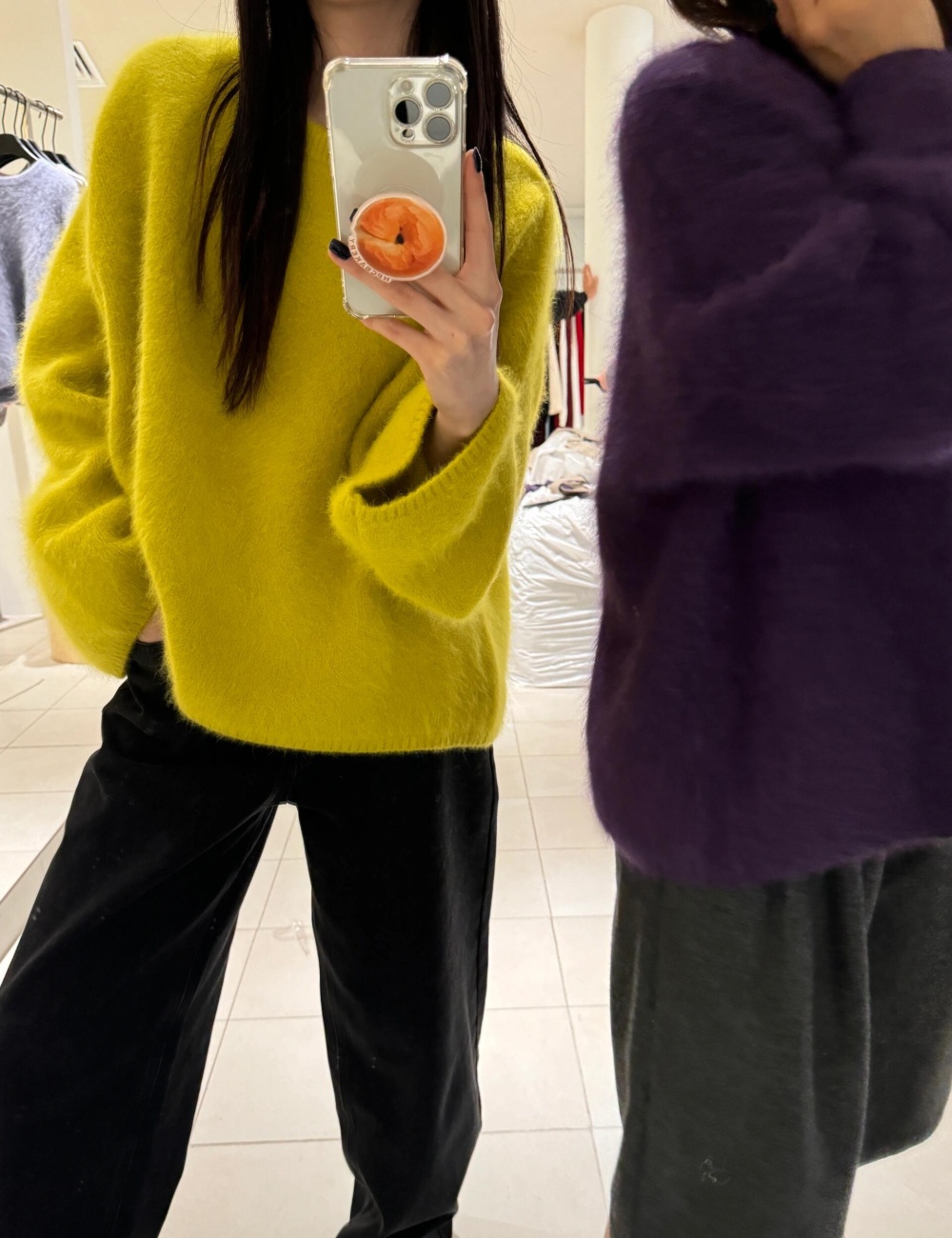 Korean style was white lazy sweater for women