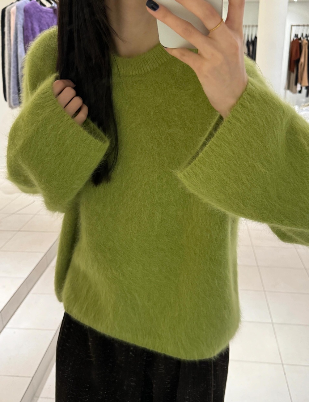 Korean style was white lazy sweater for women