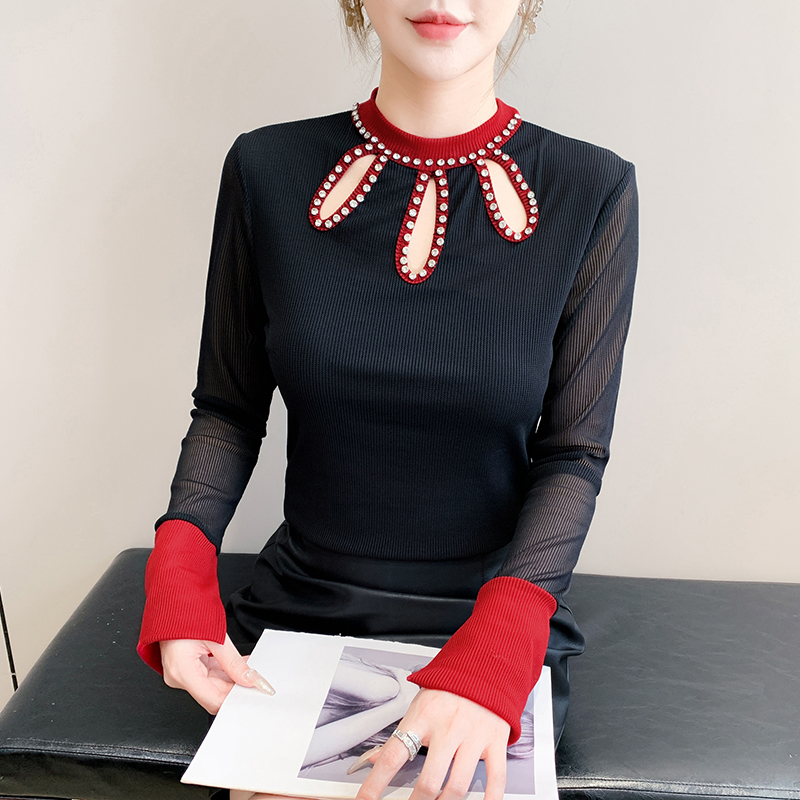 Mixed colors unique bottoming shirt long sleeve tops