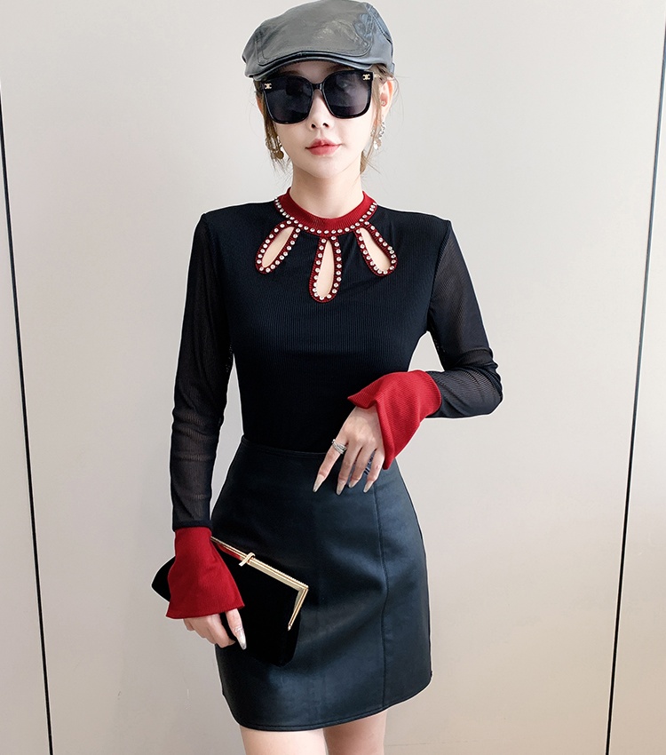 Mixed colors unique bottoming shirt long sleeve tops