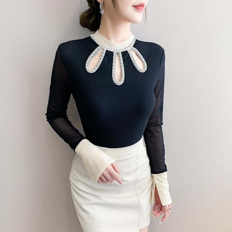 Mixed colors unique bottoming shirt long sleeve tops