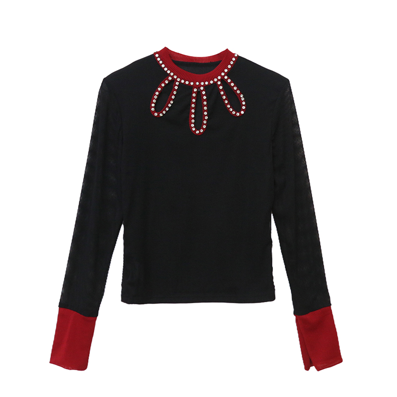 Mixed colors unique bottoming shirt long sleeve tops