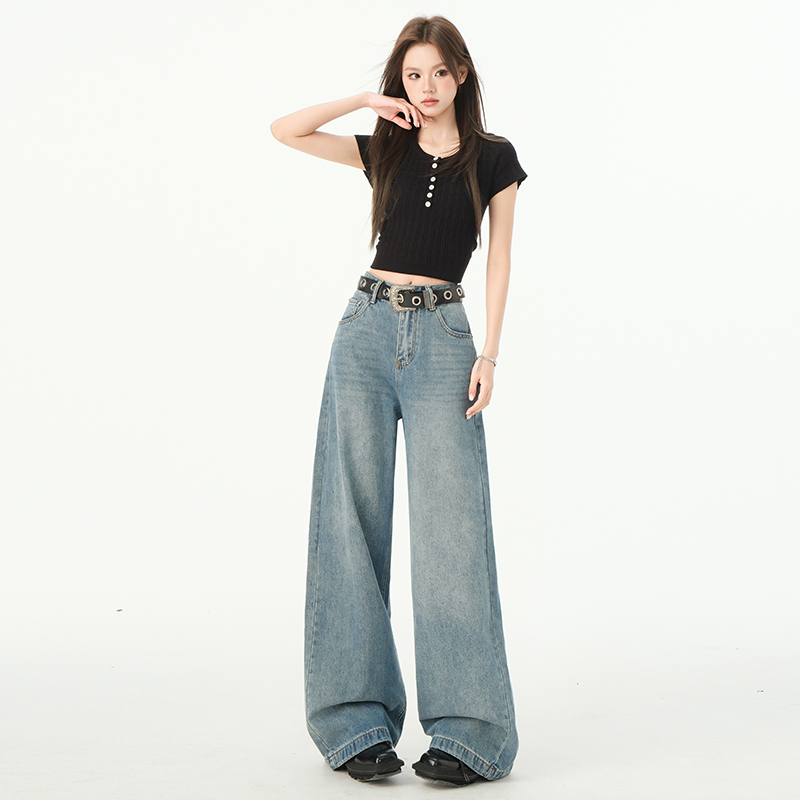 Drape straight long pants wide leg pants for women