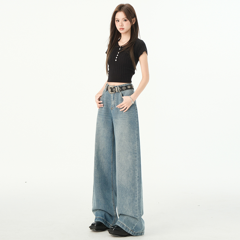 Drape straight long pants wide leg pants for women