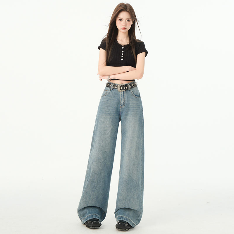 Drape straight long pants wide leg pants for women