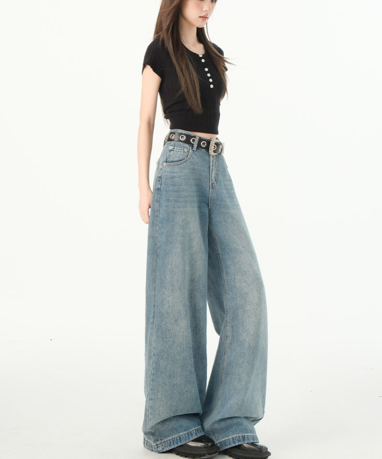 Drape straight long pants wide leg pants for women
