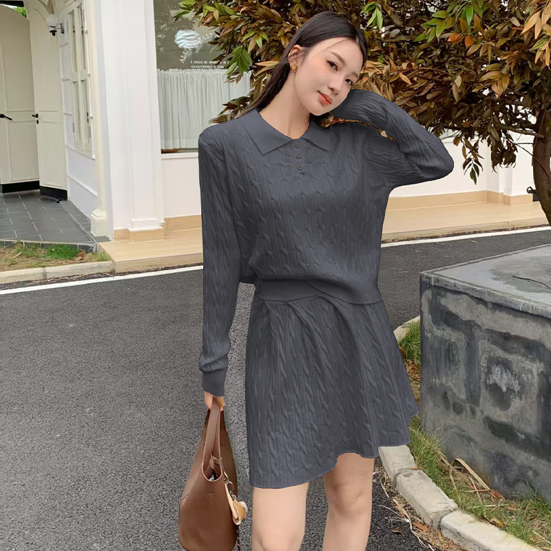 Korean style bottoming shirt knitted sweater 2pcs set